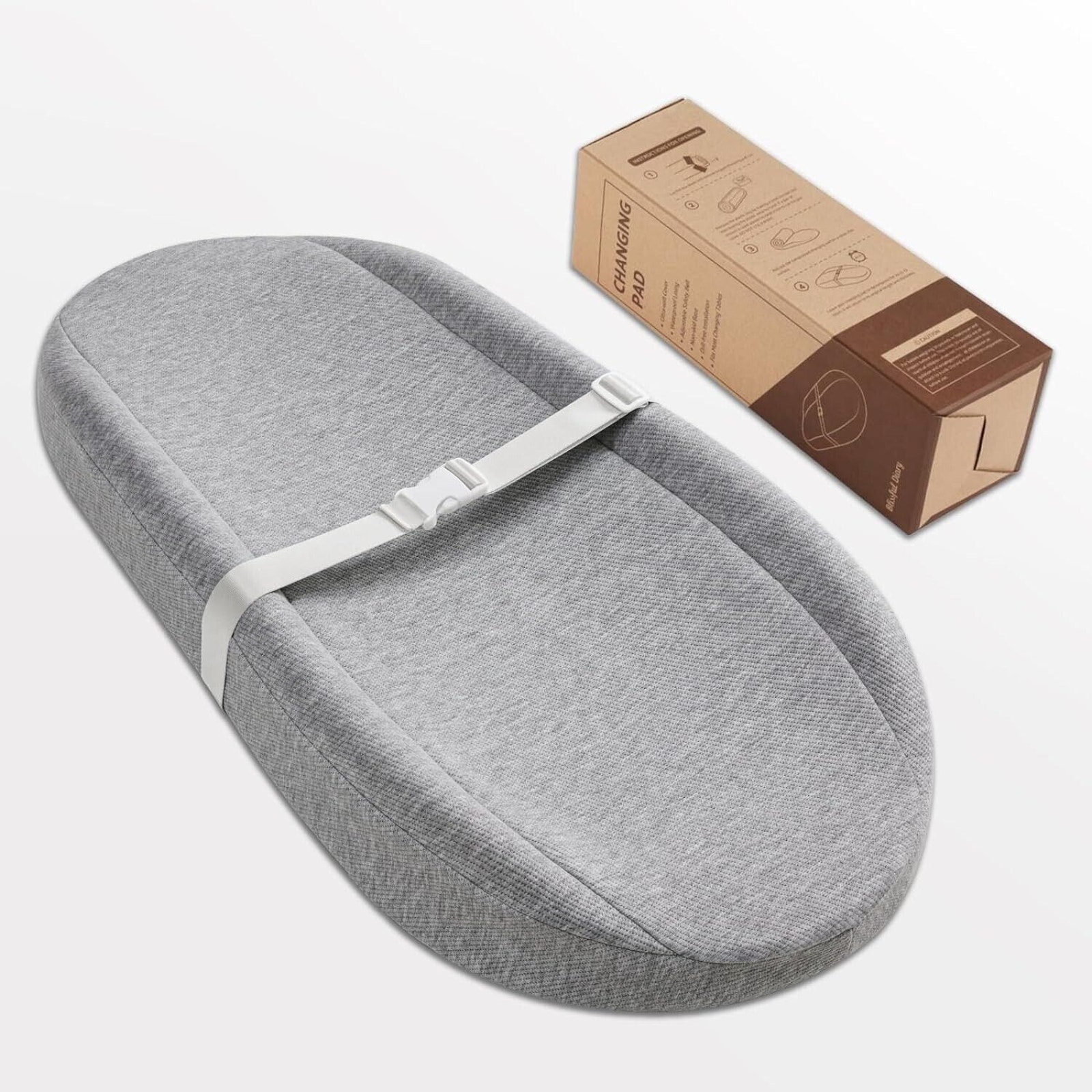 Blissful Diary Contoured Changing Pad And Soft Washable Cover Baby Gray
